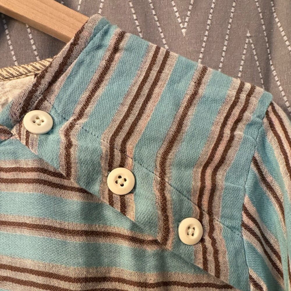 Ace & Jig Light Blue Striped Shirt with Tie Collar - L - Picture 9 of 11
